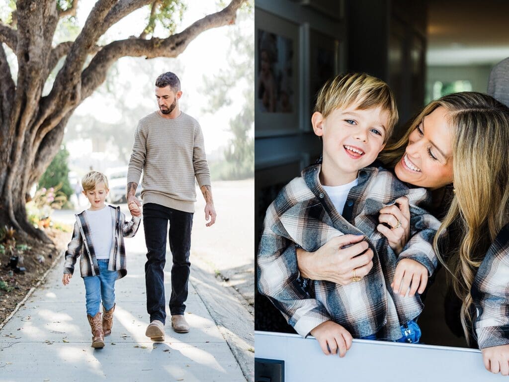 Candid family photography CA - intimate parent and child moment during a lifestyle family session.